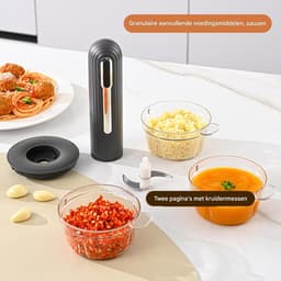 Elektrische Keuken Hakker - Mini Hakmachine Keuken - Snel Ingrediënten Snijden - Draadloos en Oplaadbaar - 400 ml - Zwart — thumbnail 4