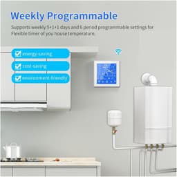 Slimme Thermostaat - Verwarming Controller - Energie Besparen - LCD Touchscreen - 5A/16A - Wit — thumbnail 3