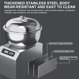 Roestvrijstalen Deegmixer - Commerciële Deegmaker - Professioneel Koken - Dubbele Rotatie Technologie - 5kg Capaciteit - Zilver — thumbnail 3