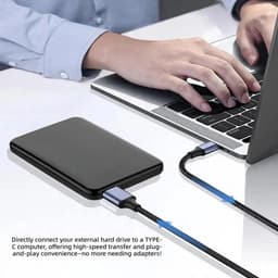 USB C naar MicroB Kabel - Data Overdrachtskabel - Externe Schijf Koppelen - Haakse Connector - 1 Meter - Zwart — thumbnail 2