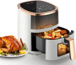 Heteluchtfriteuse - Airfryer Frituurpan - Gezond Koken - 8 Programma's Digitaal - 6 Liter - Wit — thumbnail 1