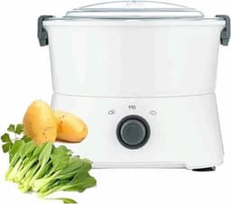 Elektrische Aardappelschiller - Groenteschiller Slacentrifuge - Maaltijden Bereiden - 6 Roestvrijstalen Messen - 1 kg Capaciteit - Wit — thumbnail 1
