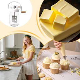 Handmixer Keuken - Botermaker Roermachine - Zelf Boter Maken - Handmatige Bediening - 1500 ml Kom - Transparant — thumbnail 3
