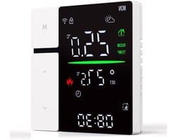 Slimme Thermostaat - Kamerthermostaat Programmeerbaar - Energie Besparen - Nauwkeurige Temperatuurregeling - 8.6x8.6x4.1CM - Wit