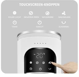 Torenventilator koelventilator Staande watergekoelde ventilator Airconditioner 31,5×31,5×94 cm Wit Met anti-klem rooster, touch- en afstandsbediening, 4 modi + 3 snelheidsstanden, timer 1-12 uur, geschikt voor slaapkamer, woonkamer en kantoor — thumbnail 4
