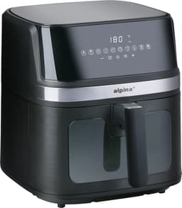 alpina Airfryer XL 8 Liter - Air Fryer voor 4 tot 6 Personen - Heteluchtfriteuse met Digitaal Display en Timer - Instelbare tTemperatuur 80-200°C - Heteluchtoven met 10 Programma's - Zwart — thumbnail 1