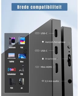 KAD® Portable Monitor - Draagbare Monitor voor Laptop - Ultra-Slank Tweede Scherm - Zwart - 41cm x 27cm x 6cm — thumbnail 3
