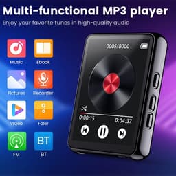 Bluetooth MP3-speler met touchscreen | 2,4" HD-display, 8 GB tot 128 GB opslag, BT 5.0, ondersteunt FLAC/MP3/WAV, FM-radio & e-reader (Zwart，16 GB) — thumbnail 4