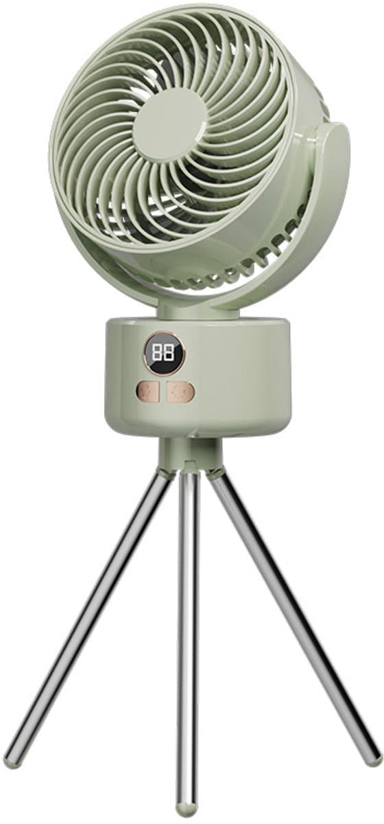 VHV - Ventilator - Tafelventilator - Oplaadbare bureauventilator - Draagbare campingventilator - Met statief voor stille koeling - Opvouwbaar ontwerp - Verstelbare hoek - Lichtgewicht en compact - Voor tent - Strand - Slaapkamer en op reis - Groen — afbeelding 1