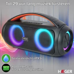 Haeger Cool Boom Speaker - Met Afstandsbediening - 29 uur Batterijduur - Bluetooth - Draagbaar - Boombox - Draadloos - Draadloze - Muziek Box — thumbnail 4