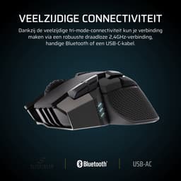Corsair IRONCLAW WIRELESS SE muis Gamen Rechtshandig RF Wireless + Bluetooth + USB Type-C Optisch 26000 DPI — thumbnail 2