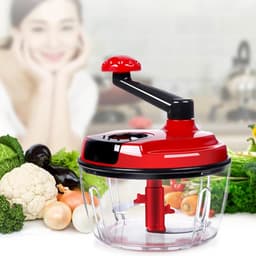 Handmatige Keukenmachine - Voedselhakker Zwengel - Eten Bereiden - Inklapbaar Handvat - 18.5 cm - Rood — thumbnail 3