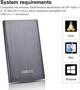Externe Harde Schijf - Draagbare Opslag - Data Back-up - Compact Ontwerp - 500GB Capaciteit - Zwart — thumbnail 4