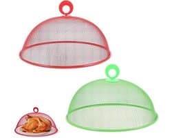 Set van 2 Voedsel Deksels, Metalen Klokken en Mesh Food Blankets voor BBQ, Picknick en Feestjes (30 cm, 2 Kleuren)