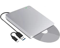 Externe DVD-drive - CD-brander Recorder - Bestanden Archiveren - USB 3.0 Type C - 15x15x2 cm - Zilver
