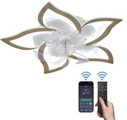 5 Lotus Ventilator - Bedienbaar Met Afstandsbediening & APP - Hout Look - Plafondventilator - Plafonniere - 6 Standen - Moderne Lamp - ⌀ 69cm — thumbnail 1