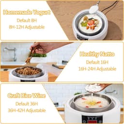 Yoghurtmaker met Temperatuurregeling – Incl. 5 Glazen Potjes 100ml – Voor Griekse & Vegan Yoghurt – Ook voor Natto — thumbnail 3