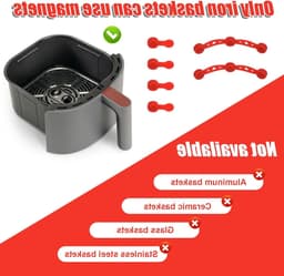 2 Sets Airfryer Silicone Magnetic Buckles, Red Magnets to Hold Paper Trays in Place Airfryer Accessories for Heat Resistance and Preventing Paper Burning — thumbnail 7