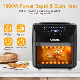 DIMICO - Airfryer 18L - 10 in 1 Heteluchtfriteuse met Touchscreen - 1800W XL Air Fryer Broodrooster - Digitale Convectie Oven - Bakken en Grillen — thumbnail 6