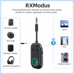 Bluetooth 5.3 AUX Adapter - 3.5mm Audio Ontvanger & Zender - Voor Auto, TV, PC, Koptelefoon - 2 Apparaten Verbinden - 13U Batterijduur — thumbnail 3