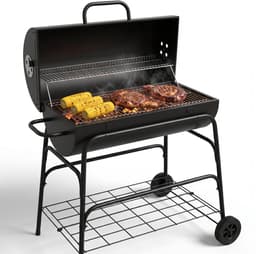 Cheqo® Houtskoolbarbecue - Cilinder BBQ op Wielen - Verrijdbare BBQ - Barbecue op Wielen - Houtskool Barbecue - Grillrooster - Ventilatieroosters - Tuin Barbecue - Warmhoudrek - Asopvangbak - Buiten Barbecue - Grillen op Houtskool - Deksel — thumbnail 1