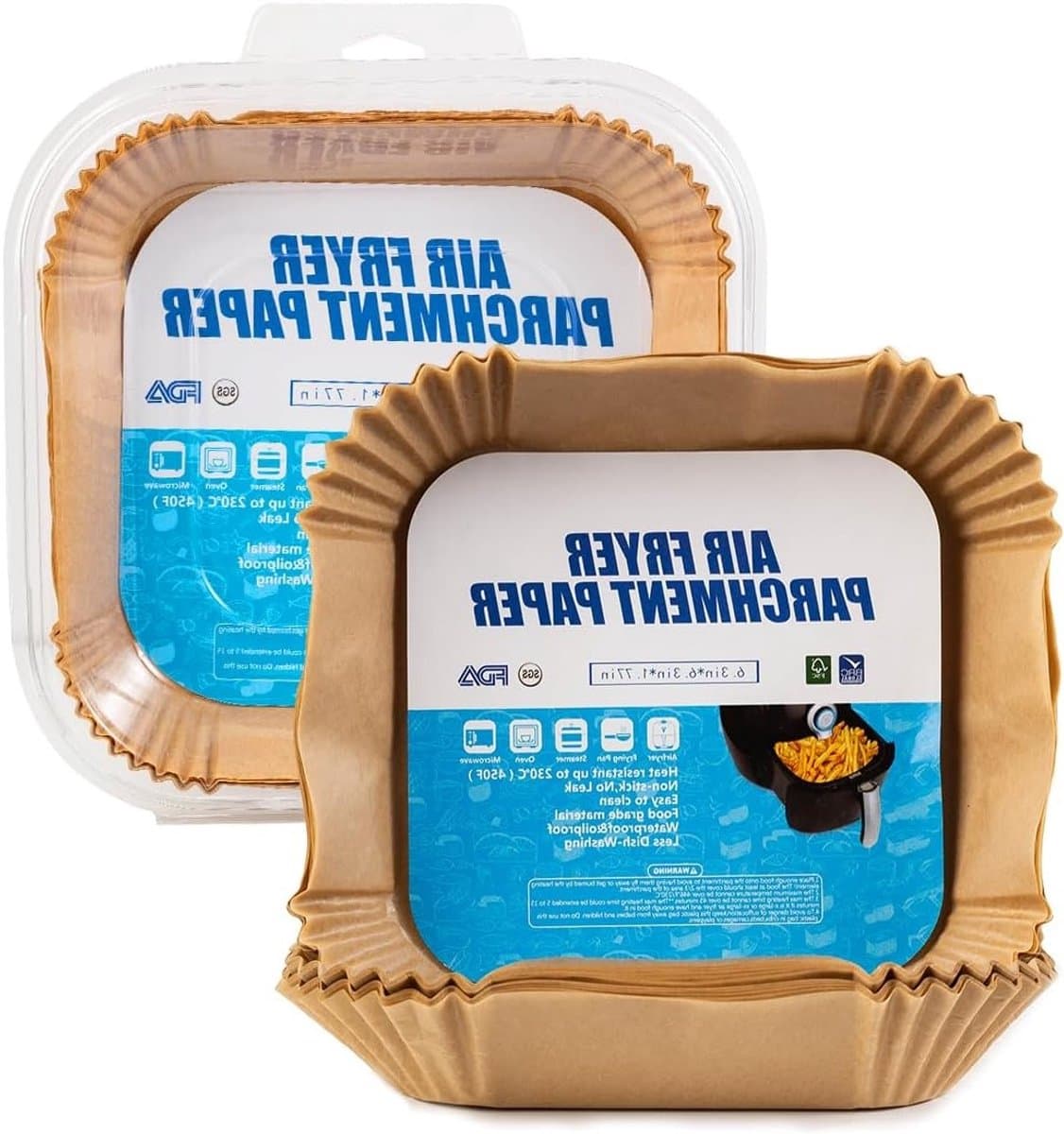 Bakingpapier voor Airfryer - 100 Stuks, 16x16 cm, BPA-vrij, Waterdicht en Vetvrij, Ideaal voor Bakken en Koken — afbeelding 1