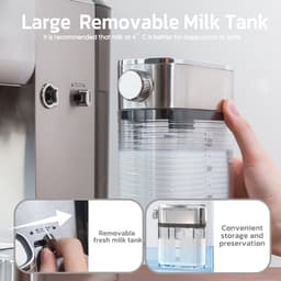 HiBREW H13A Halfautomatische 3-in-1 Koffiemachine – 20 Bar Extractiedruk – PID Temperatuurcontrole – Dubbel Boilersysteem – 1,3L Afneembaar Waterreservoir – Melkopschuimer – Zilver/Grijs — thumbnail 3