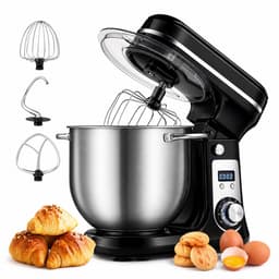 Jensaro Keukenmachine 1200W - Krachtige Stand Mixer 6L - Deegmixer - 6 Snelheden + Pulse - Stil - Groot Vermogen - RVS Kom — thumbnail 5