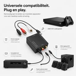 Sounix Digitaal naar Analoog audioconverter - 192 kHz Audio Adapter voor Toslink naar RCA R/L - met Optische Kabel en Voedings Kabel - zwart — thumbnail 4