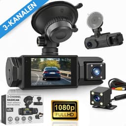Boncy® Dashcam Voor Auto - 3 Kanalen Voor, Achter en Binnen Camera - 1080P Full HD - Dual Dashcams Met Achteruitrijcamera en Parkeermodus - Met Wifi & App - G-Sensor - Nachtzicht - Loop Recording - 170 Graden Kijkhoek — thumbnail 1