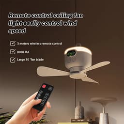 Allero Plafondventilator - Draagbare Ventilator - Wit - Met Afstandsbediening - 8000mAh - Elektrische Ventilator - Oplaadbaar — thumbnail 4