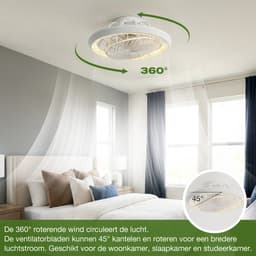 Rosnek Kristallen Plafondventilator met Verlichting - 49cm 360° Roterende Bladen - LED Plafonniere met Ventilator Dimbaar - Smart App - Woonkamer — thumbnail 5