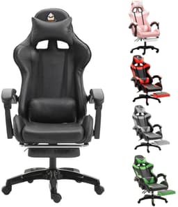 Gotagee Bureaustoel Gamingstoel Ergonomische Gamestoel Met Lendensteun un voetpedalen Hoogte en Ligfunctie Zwart — thumbnail 1