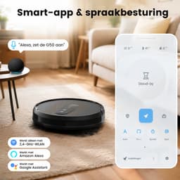 AIRROBO G50 – Robotstofzuiger – zuigkracht van 4000 Pa – ondersteuning voor app- en spraakbediening – ultradun ontwerp – bijzonder geschikt voor het verwijderen van dierenharen — thumbnail 2