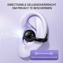 M79 - Open Ear Oortjes - Oortjes Draadloos - Sport Oordopjes - AI vertaalfunctie - 5.4 Bluetooth - Clip On - 16 uur - Spatwaterdicht - IPX5 - Oorclips - Voor sport en kantoor - Zwart — thumbnail 4