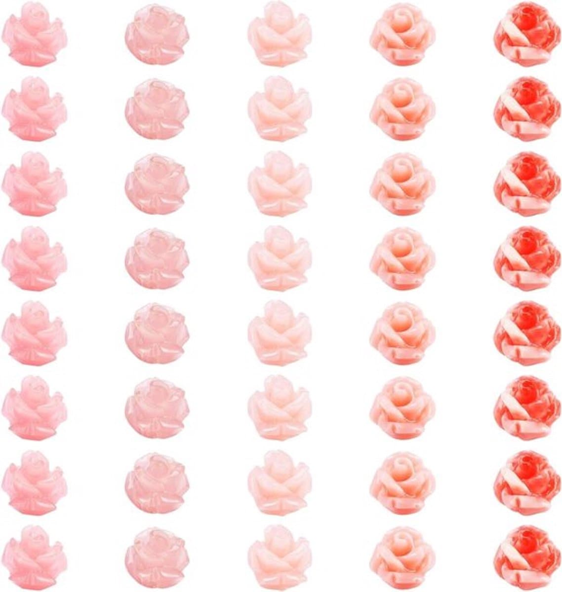 40 roze schelpkralen met bloemvorm voor sieraden maken, natuurlijke zeeschelpen in diverse maten voor creatieve en unieke handgemaakte accessoires — afbeelding 1