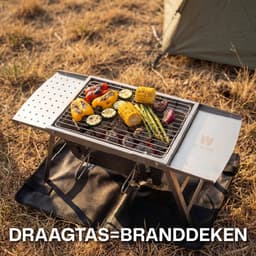 Camping BBQ gas en houtskool (2in1) kleine opvouwbare en draagbare mini barbecue - tafel BBQ / tafelbarbecue - gasbarbecue tafelmodel — thumbnail 3