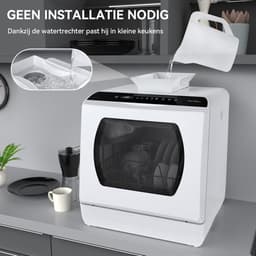 Mini Vaatwasser 43 cm - Tafelvaatwasser met en Zonder Wateraansluiting - Compacte Vaatwasser voor 4 Couverts, Camping, Keuken en Appartement — thumbnail 3