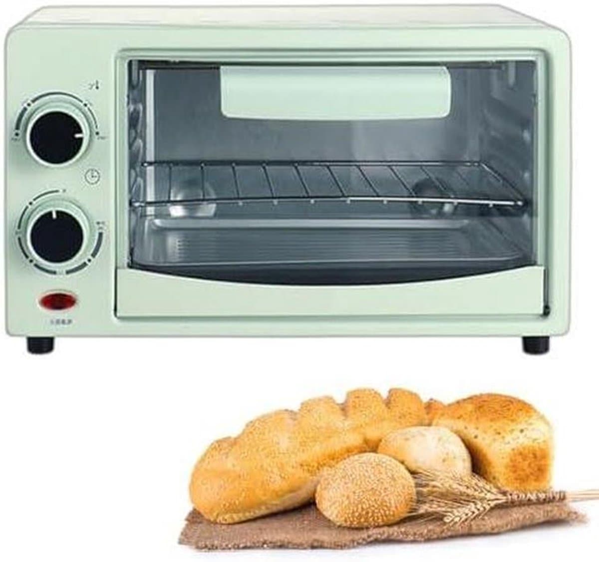 Heteluchtoven aanrecht - Mini oven - Gezond koken - Instelbaar 0-230°C - 12 liter inhoud - Groen — afbeelding 1