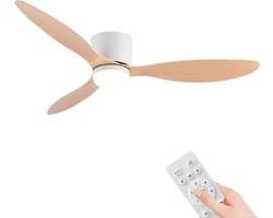 Damenzo - Ventilator - Ventilatoren - Ventilator plafond - Plafondventilator - Plafond ventilator met verlichting - 132 cm - Hout — afbeelding 1