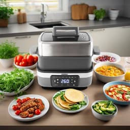 Multikoker met Airfryer - Elektrische Pan - Veelzijdig Koken - 8-in-1 Functionaliteit - 4.25 Liter - Zilver — thumbnail 5