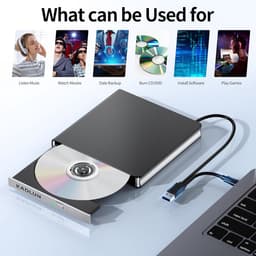 Externe Schijf - Draagbare CD Brander - Bestanden Archiveren - USB 3.0 en Type-C - 14 cm Breed - Zwart — thumbnail 4
