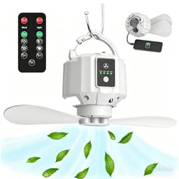 5200mah Tentplafondventilatoren - Draagbare Tentventilator Met Verlichting - Campingventilator Met Ophanghaak - 3 Windsnelheidsniveaus — thumbnail 3