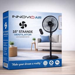 INNOVIO - INV-Air 16R - Statiefventilator 16 Inch (40 cm) - Met Afstandsbediening - 8 Snelheden - Oscillatiefunctie - 50W - Zwart — thumbnail 4