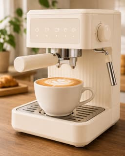 Jurrys Espressomachine - Koffiemachine - Pistonmachine - Cappuccinoapparaat - Melkopschuimer - 1.5L Inhoud - 20 bar - Beige — thumbnail 2