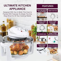 Glazen Airfryer Oven - Heteluchtfriteuse Convectie - Gezond Koken - Zichtbaar Venster - 12 Liter Capaciteit - Wit — thumbnail 3