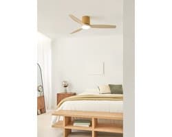 CREATE - Stille plafondventilator 100% hout 40W (Ø132cm) - Met licht LED - Afstandsbediening - 6 snelheden - Programmeerbaar - WIND CALM CUSTOM WOVEN