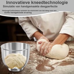 YASHE keukenmachine 1500W - 2 RVS mengkommen 4,5L en 5L - 10 snelheden + pulse - deeghaak, garde en klopper — thumbnail 3