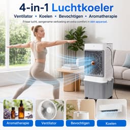 Rosnek 4-in-1 Mobiele Airco Zonder Afvoerslang & Luchtkoeler - XXL 32L Watertank - Aircooler met Aromatherapie, Afstandsbediening & 4 Koelelementen - Stil (50dB) - Voor Woonkamer & Slaapkamer - Wit/Grijs — thumbnail 2