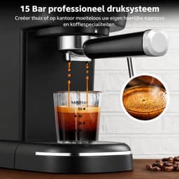 Seth Select Espressoapparaat 1100W – 15 Bar Koffiemachine met Melkopschuimer en 1,2L Reservoir - Cappuccino & Latte Maker - Zwart — thumbnail 5